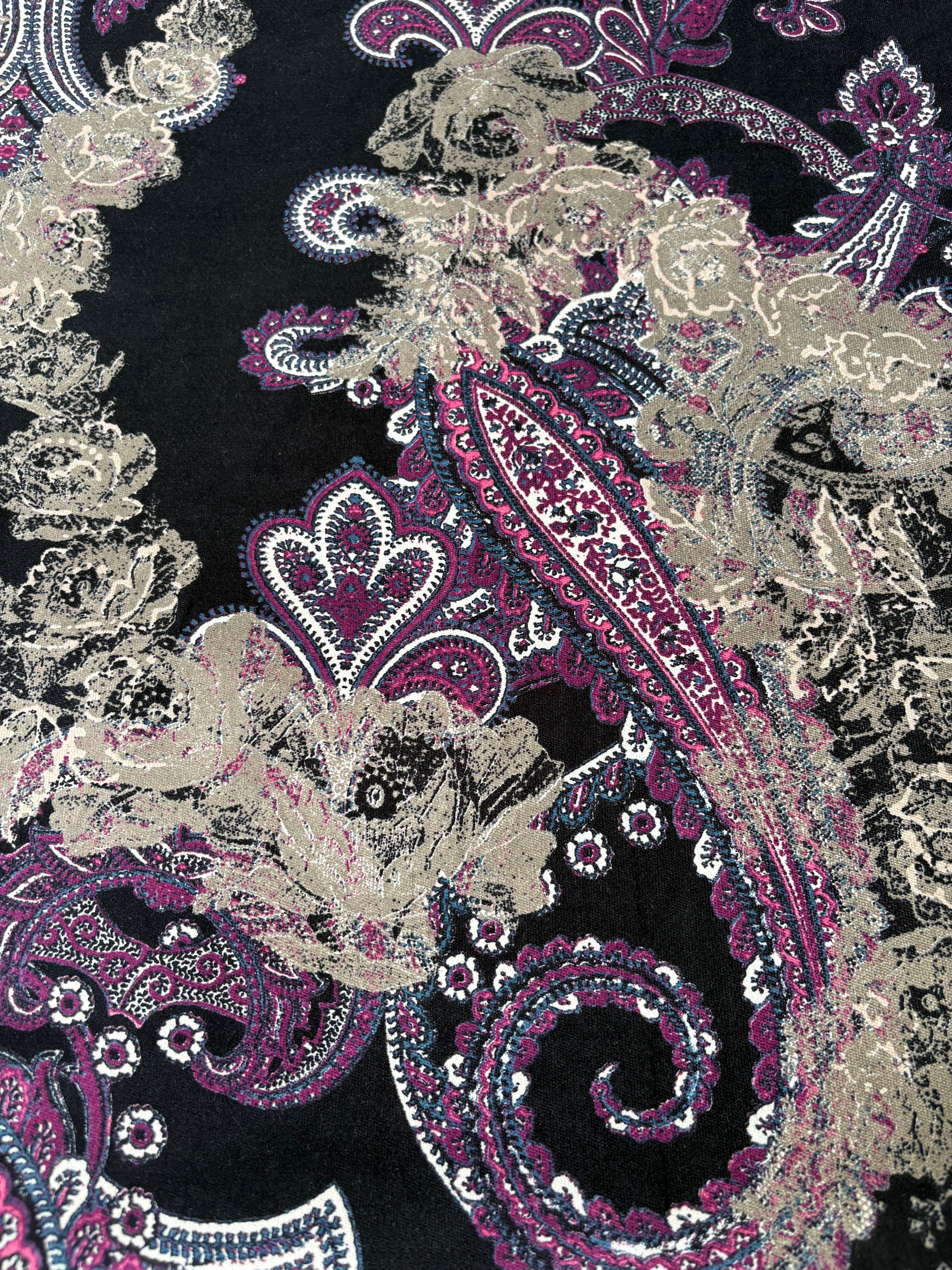Scampolo Velluto in cotone paisley lilla 2,00x1,40