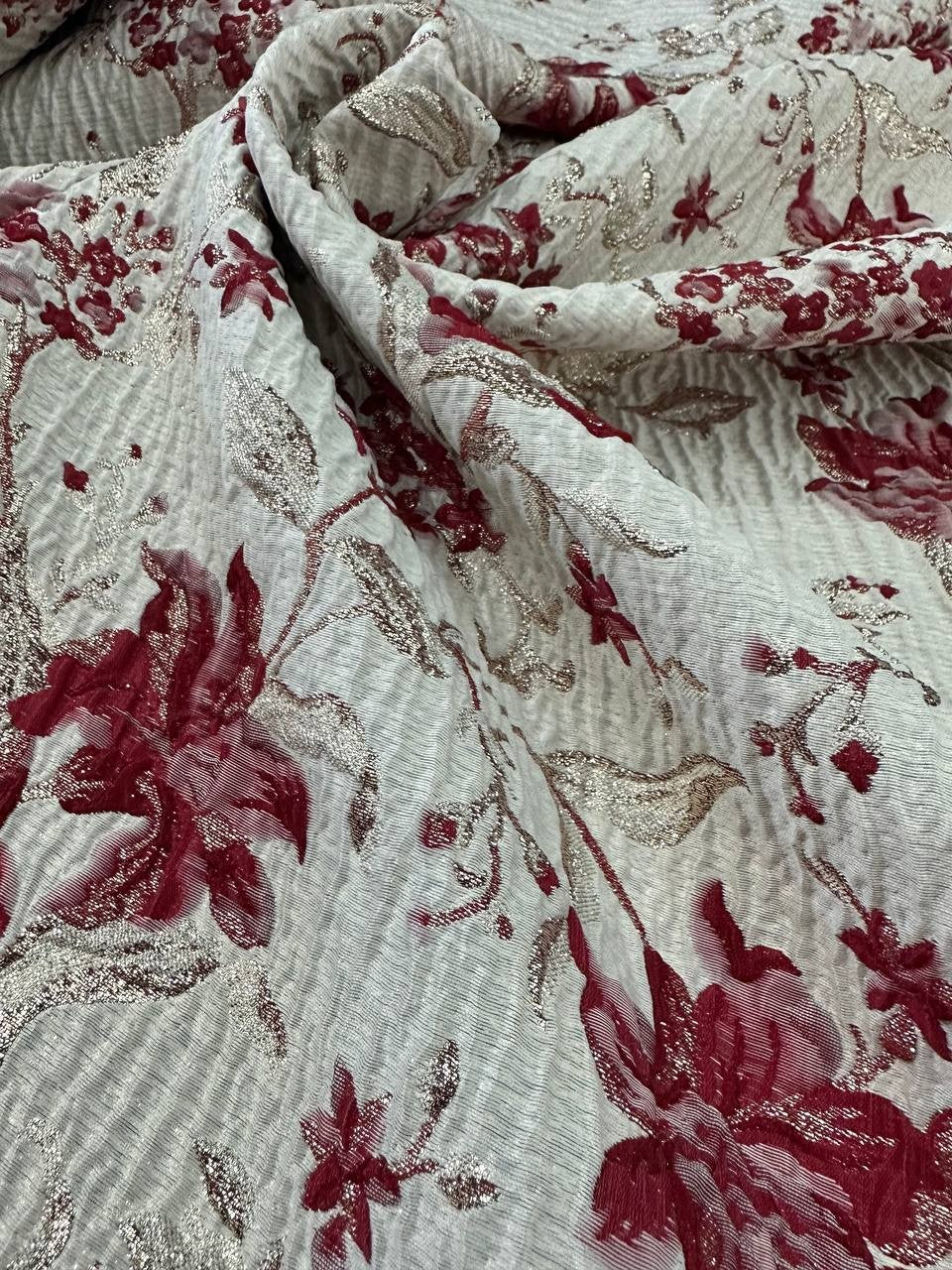 Broccato Floreale Oro Rosso