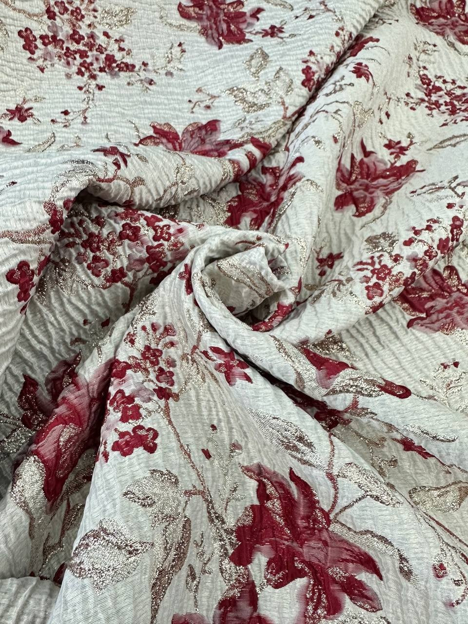 Broccato Floreale Oro Rosso