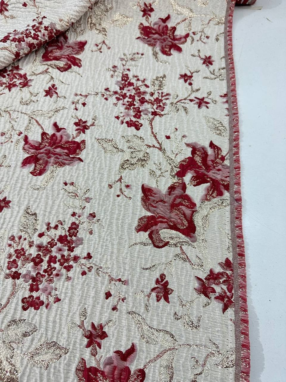 Broccato Floreale Oro Rosso