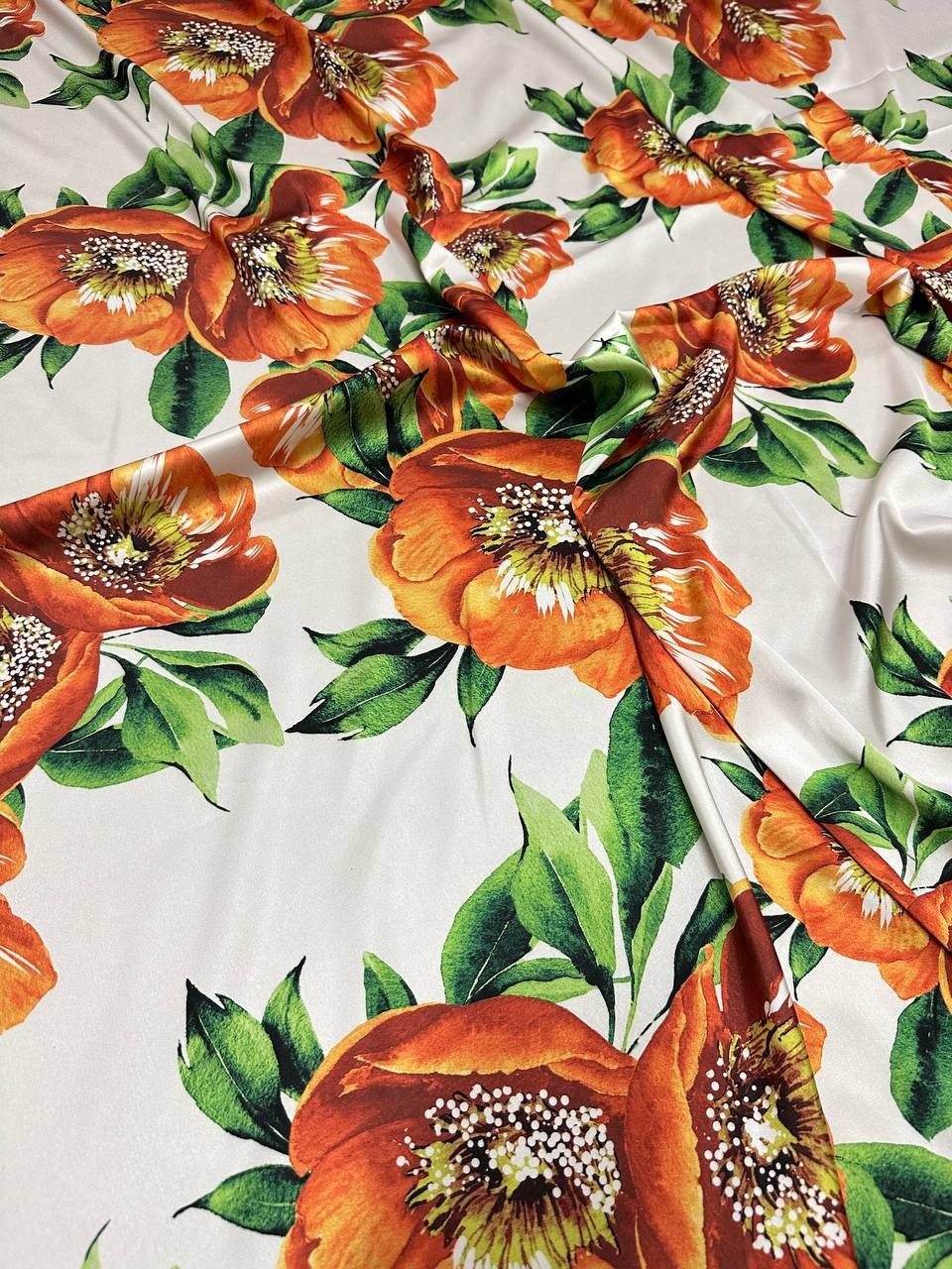 Satin Cady Floreale Papavero 160x150