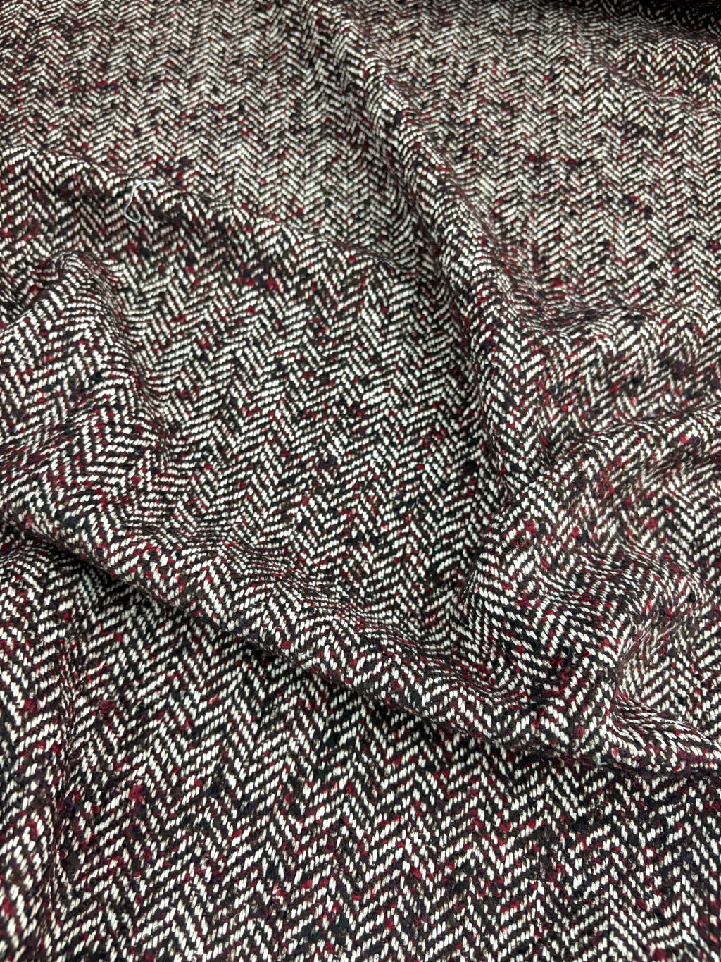 Tessuto Lana Spigato Bordeaux