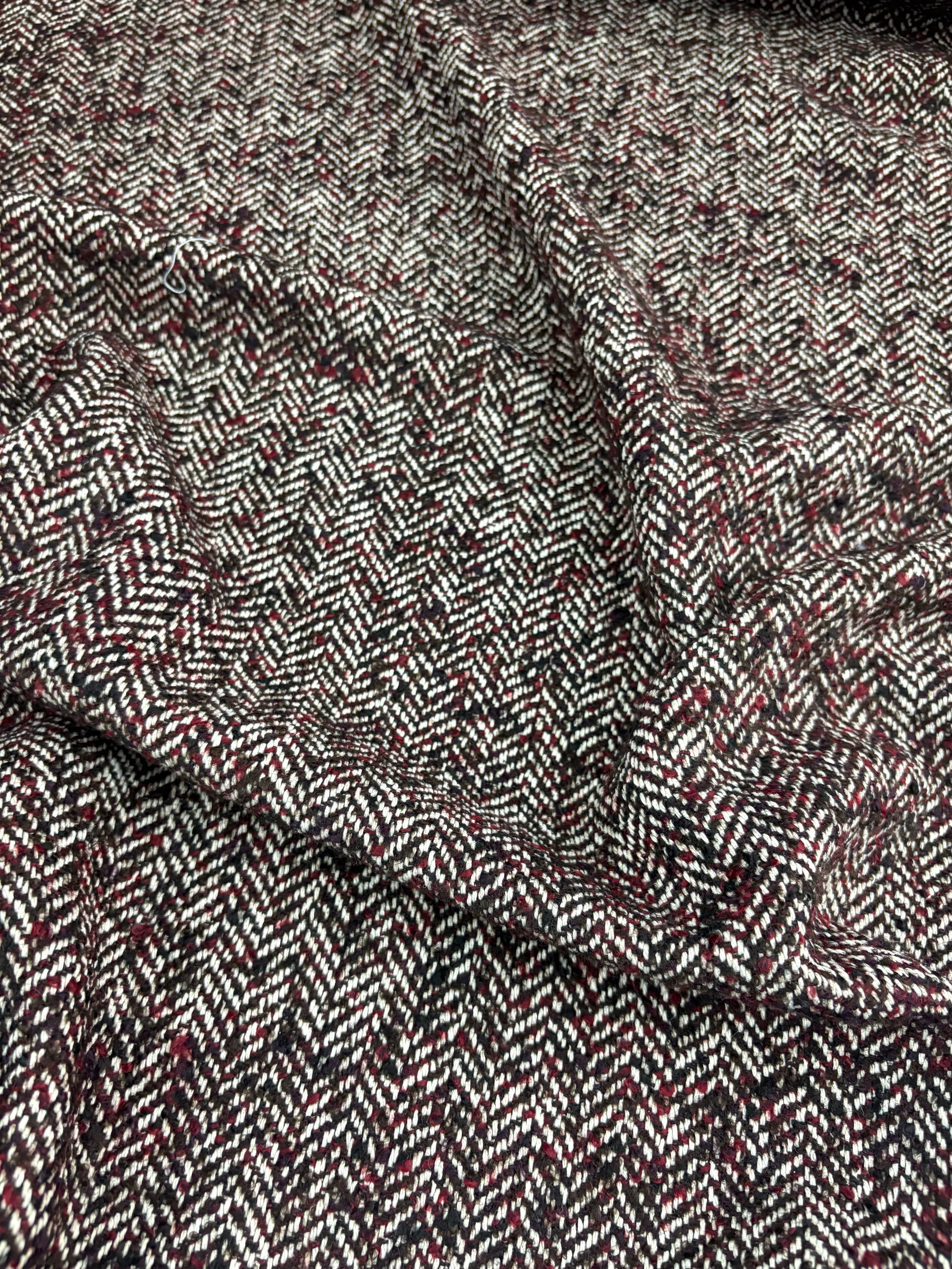 Tessuto Lana Spigato Bordeaux