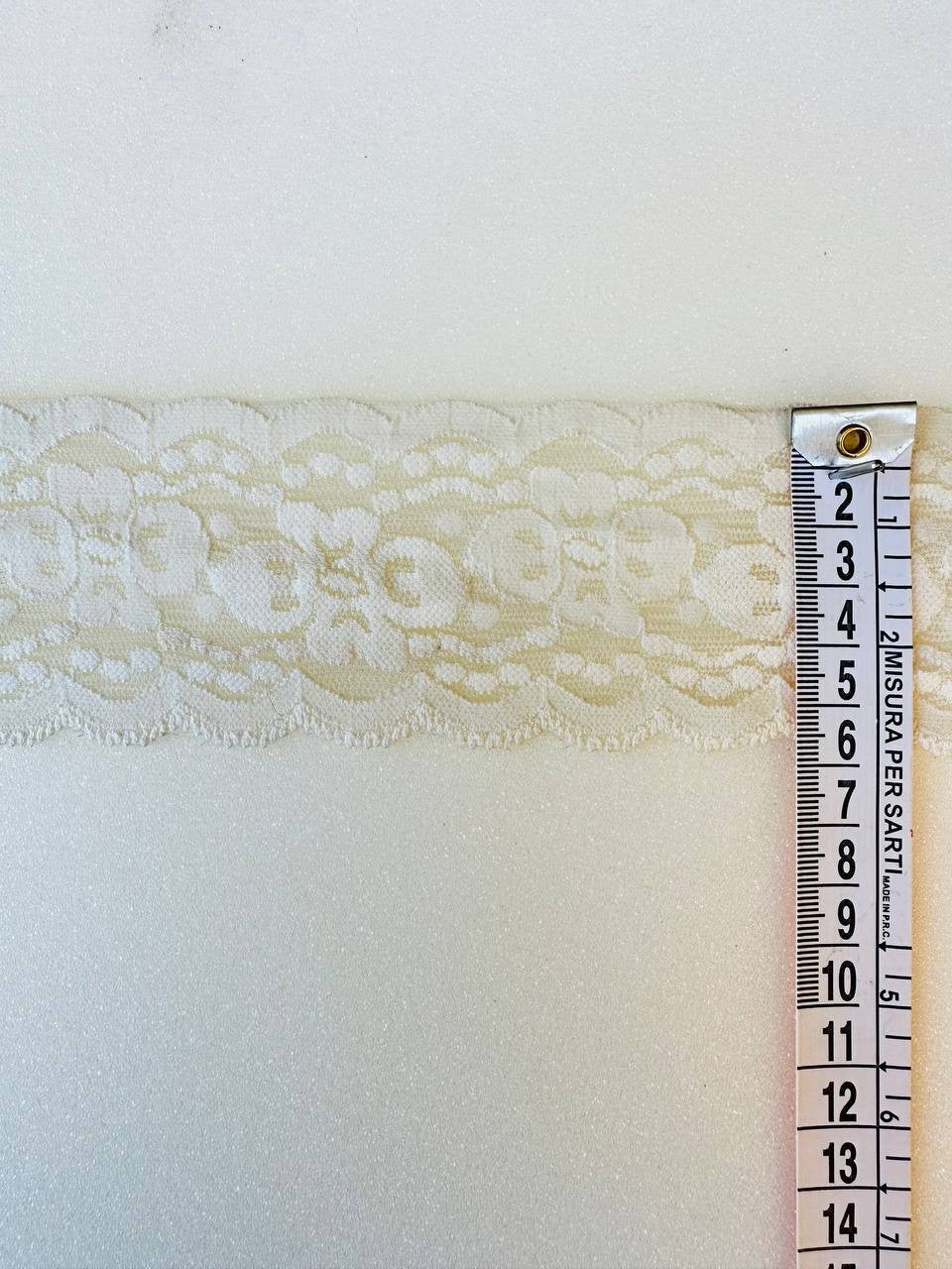 Passamaneria Merletto Elastico Bianco seta 6 CM