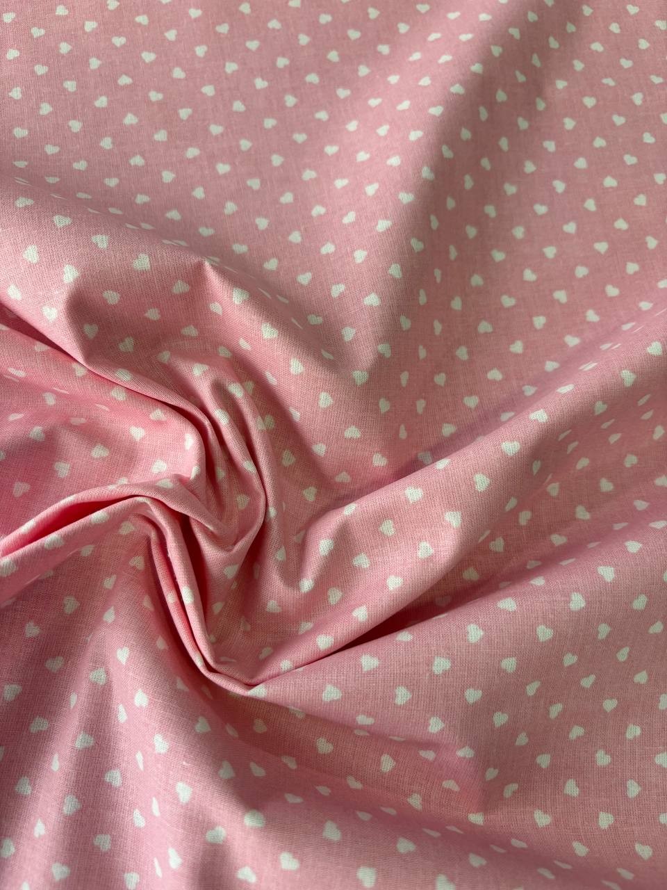 Cotone Percalle CUORICINI  Rosa
