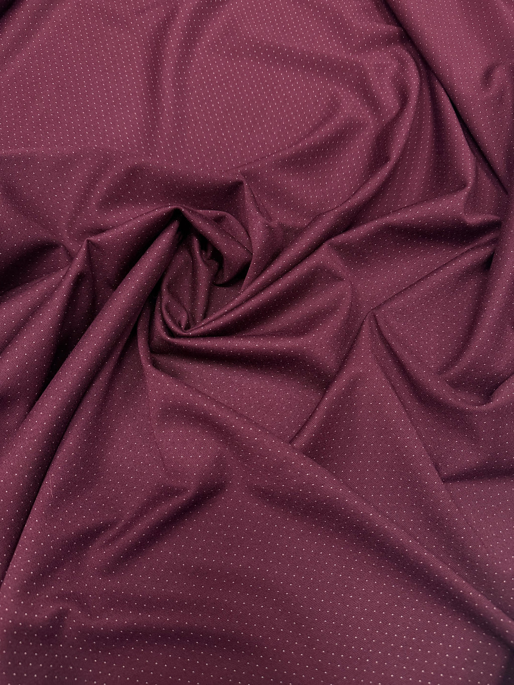 Tessuto Punto Milano Fantasia Spillo Pois Bordeaux