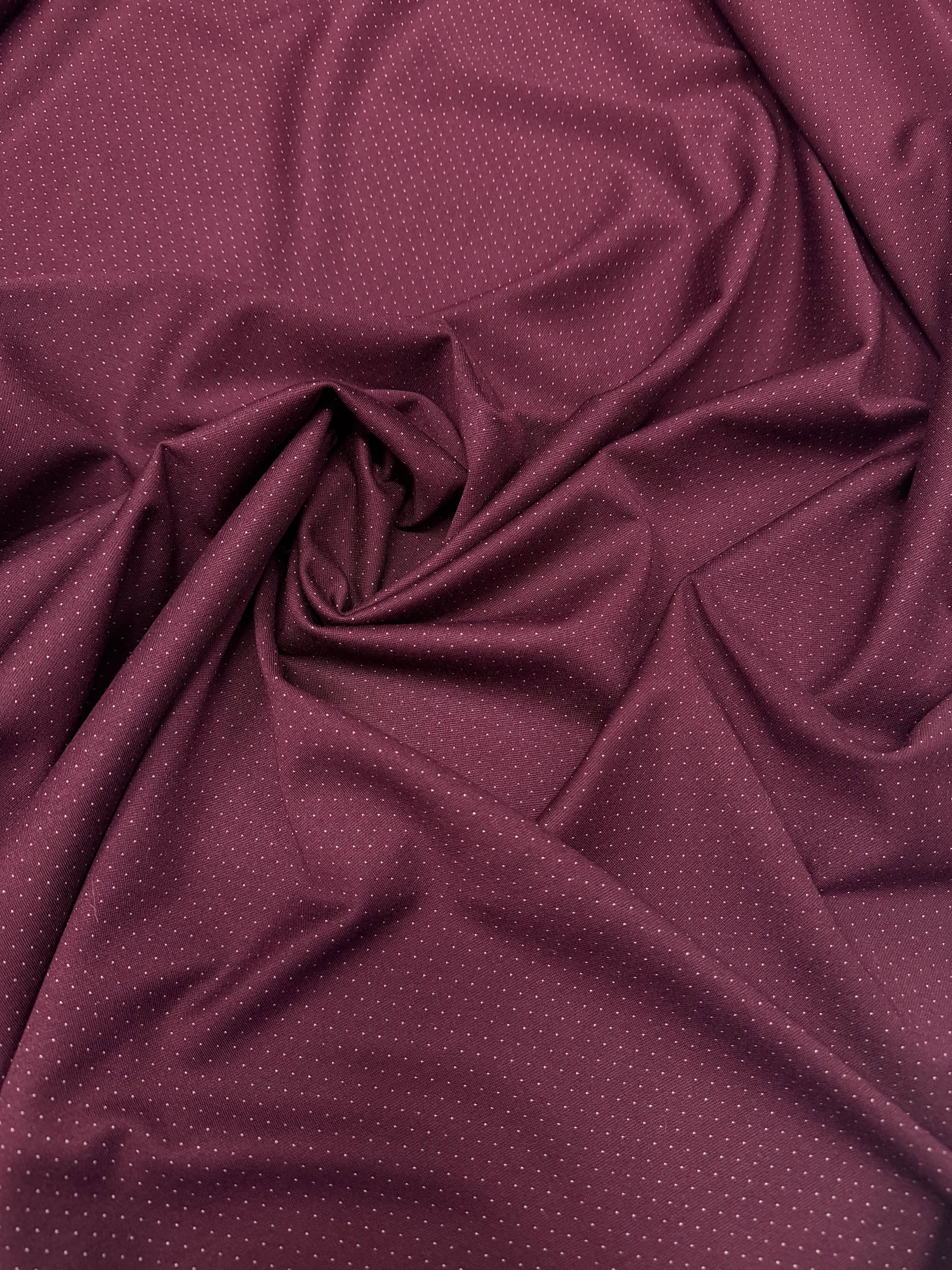 Tessuto Punto Milano Fantasia Spillo Pois Bordeaux