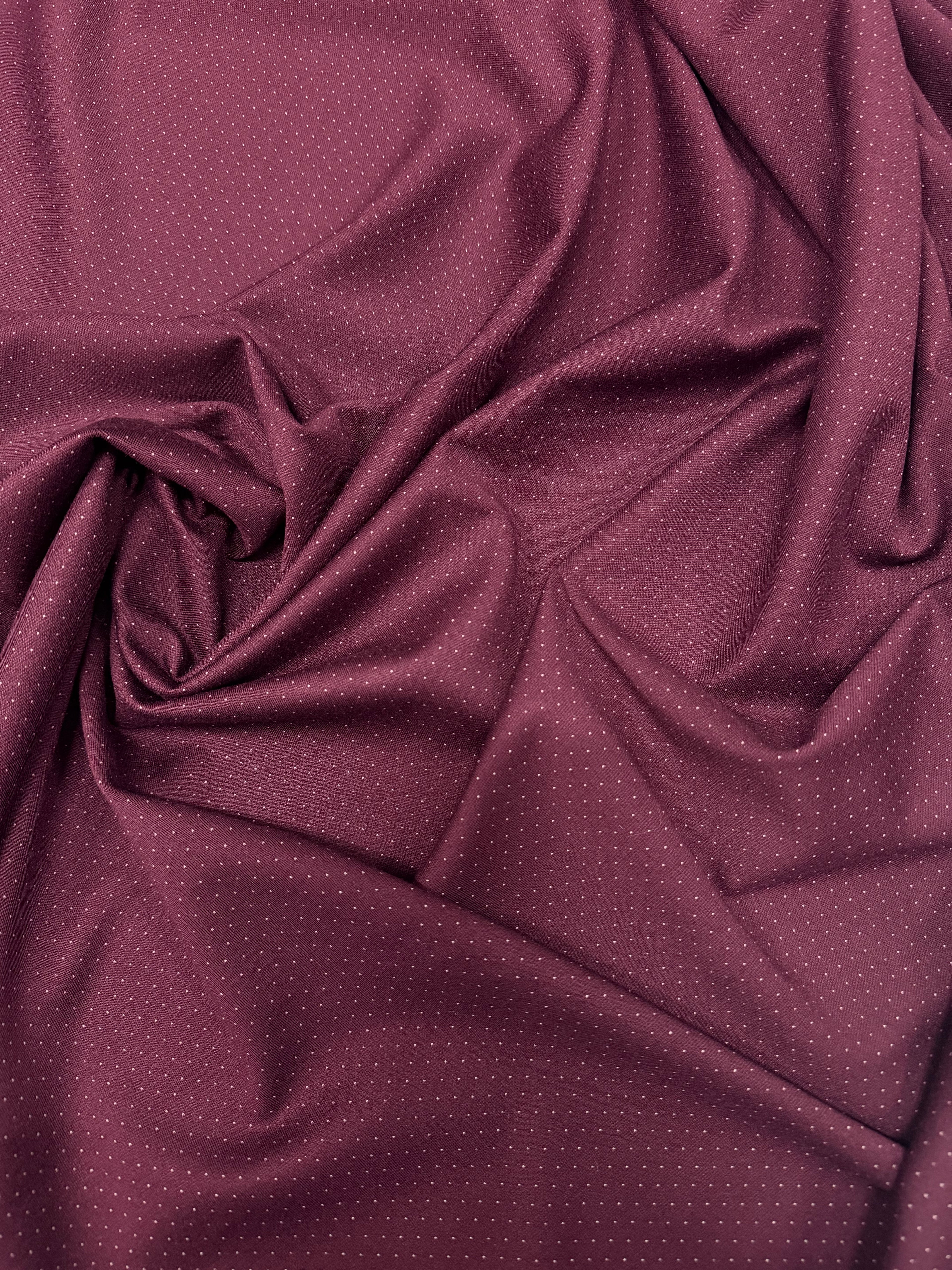 Tessuto Punto Milano Fantasia Spillo Pois Bordeaux