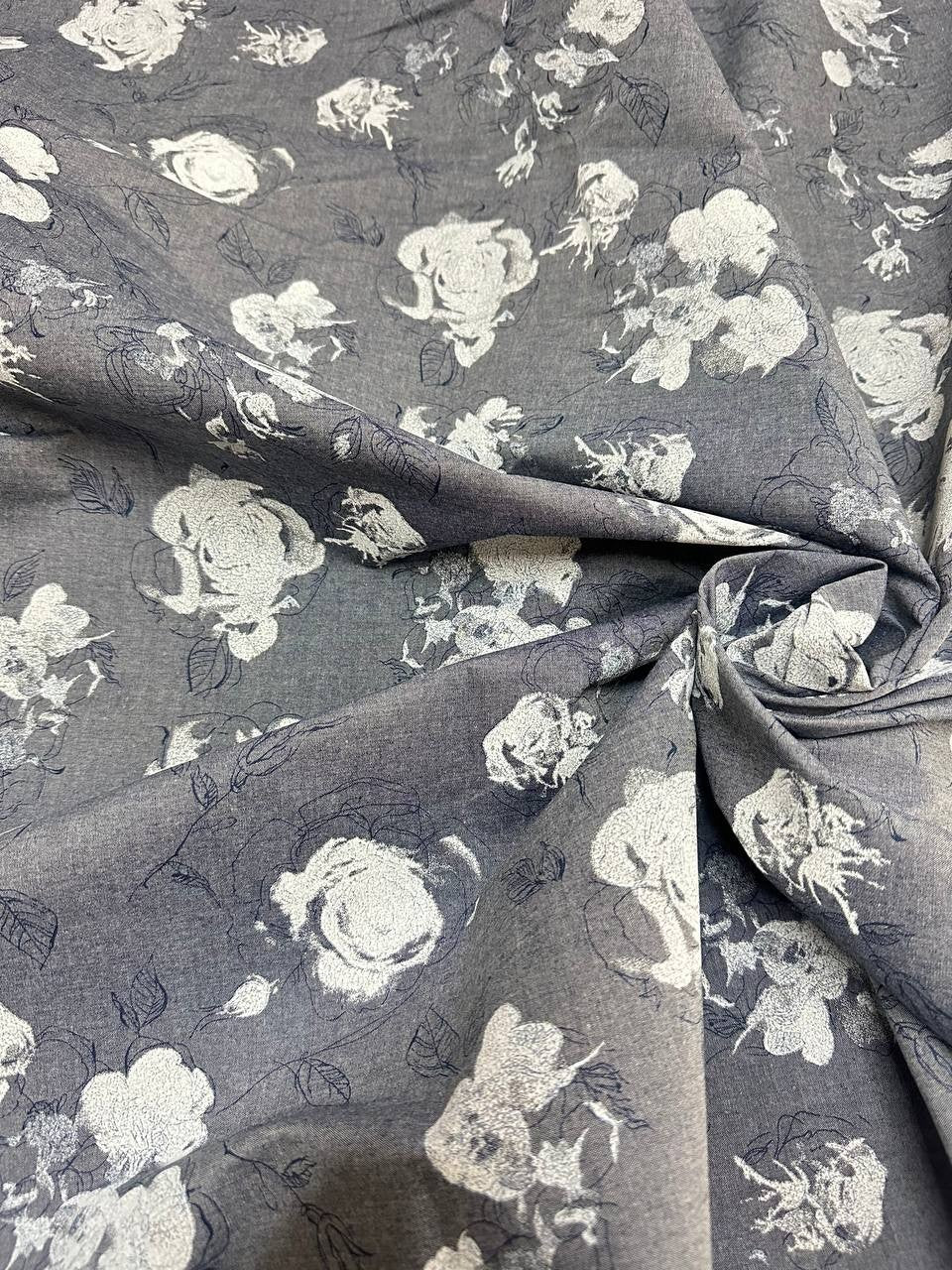 Cotone Jeans Floreale Chambray 150H