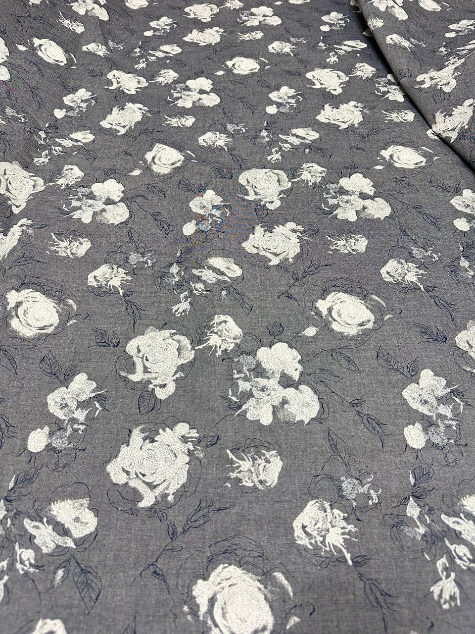 Cotone Jeans Floreale Chambray 150H