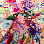 Tessuto Misto Lino/Viscosa Ritratto Floreale