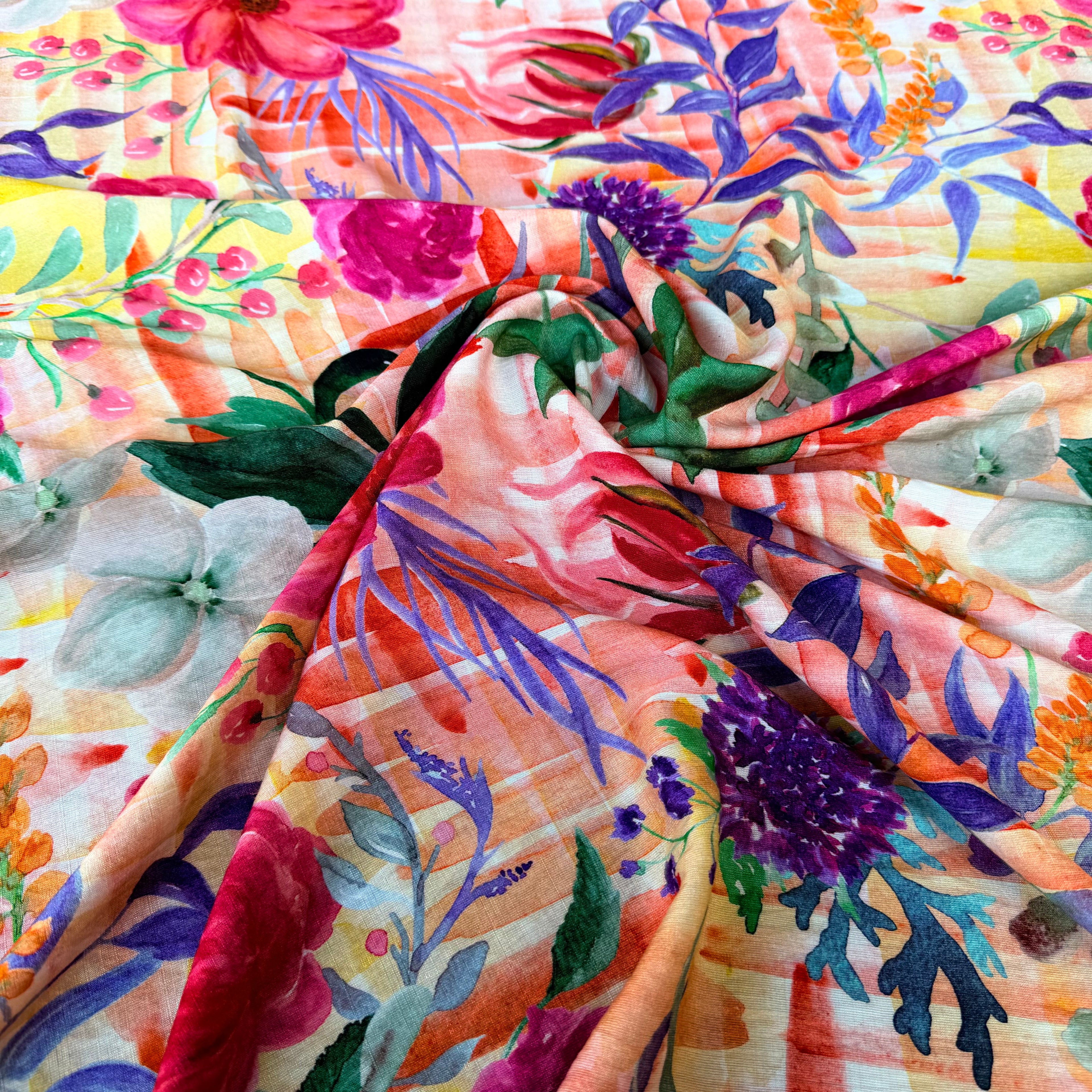 Tessuto Misto Lino/Viscosa Ritratto Floreale