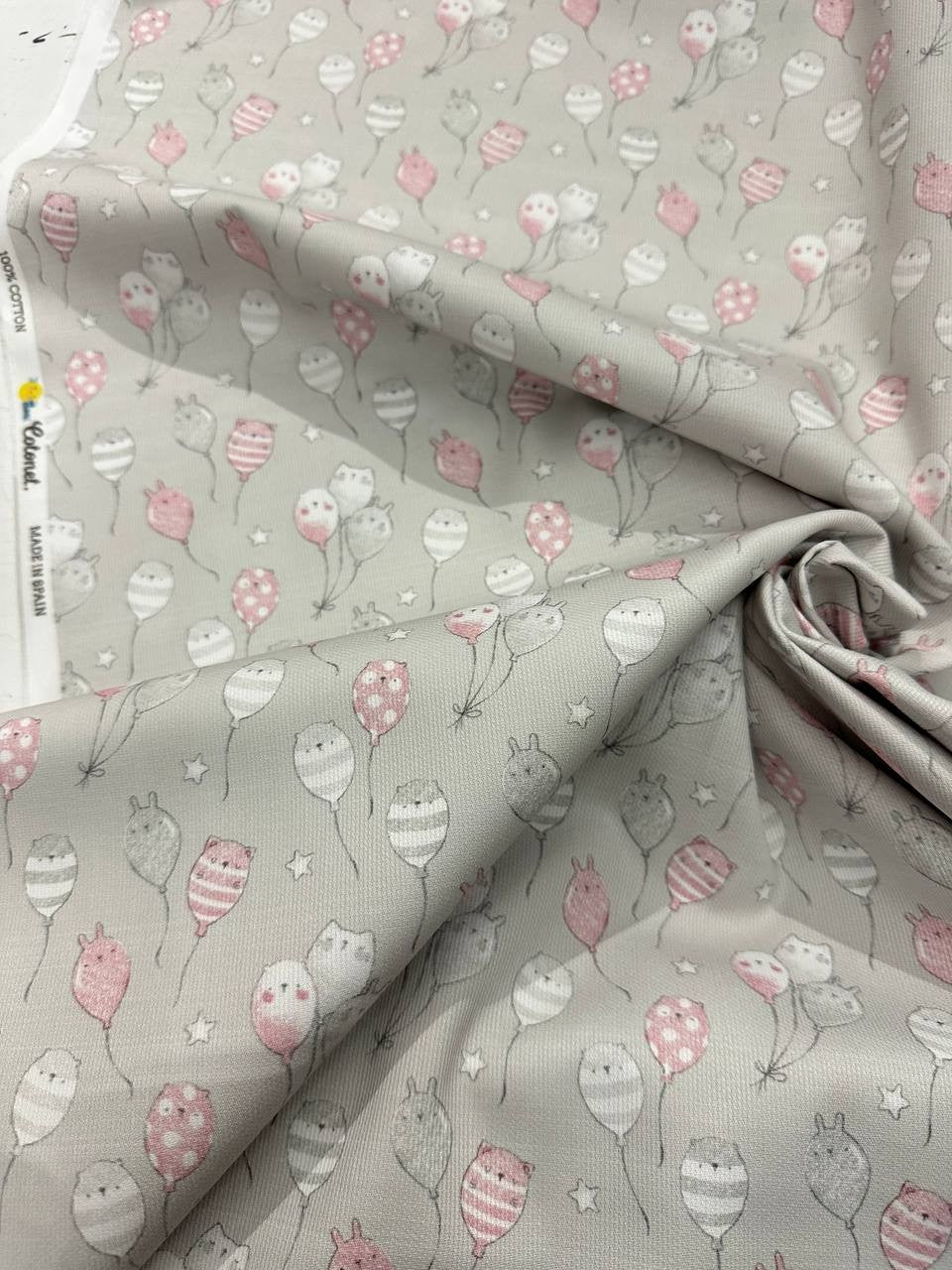 Piquet Cotone Millerighe Palloncino Cat Grigio Rosa