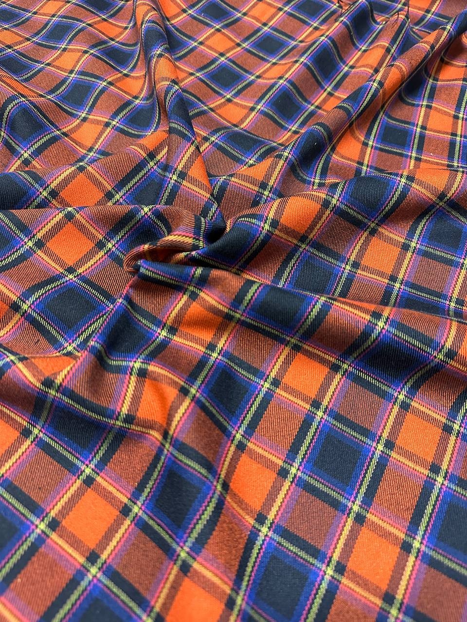 Tartan Scozzese Quadroni Arancio Blu