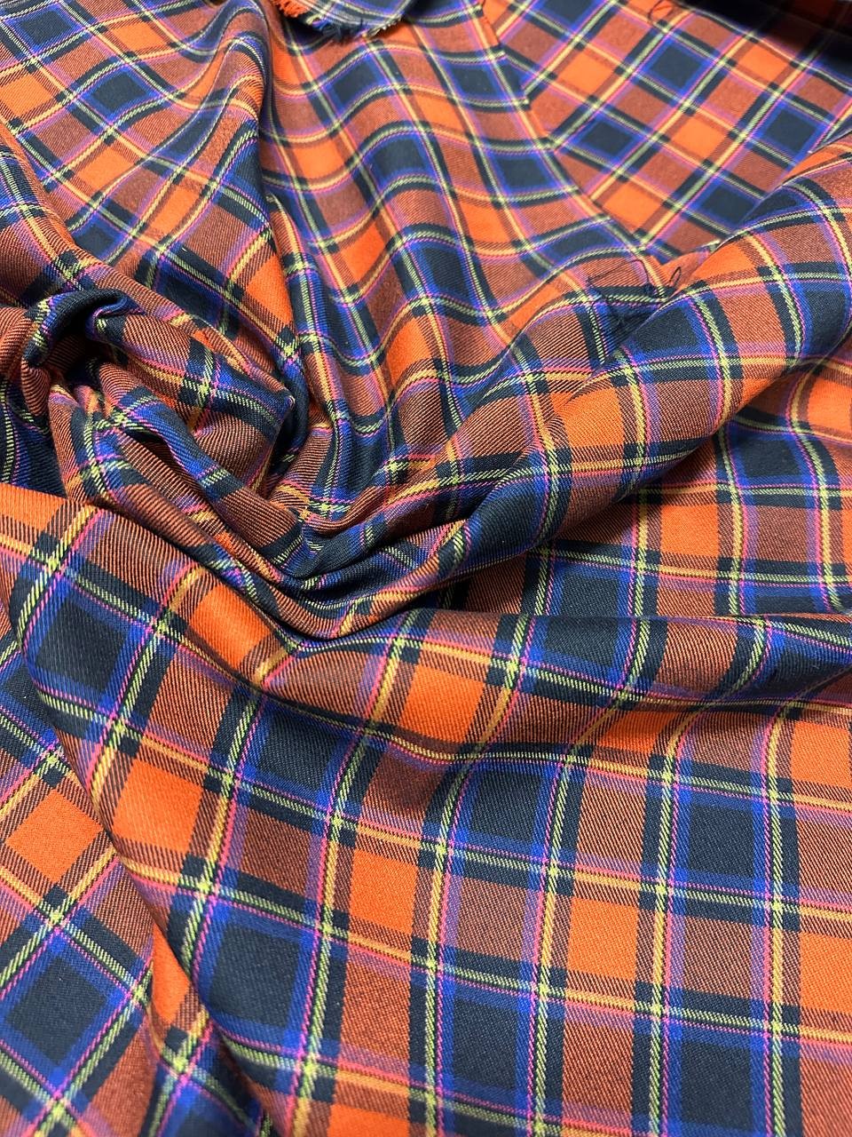Tartan Scozzese Quadroni Arancio Blu
