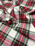 Tartan Scozzese Lanetta Quadroni Fondo Bianco Quadro Rosso SOTTOPREZZO - WorldTessuti