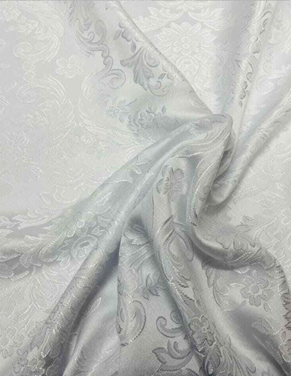 Tessuto Tappezzeria Damascato Jacquard Bianco 280H