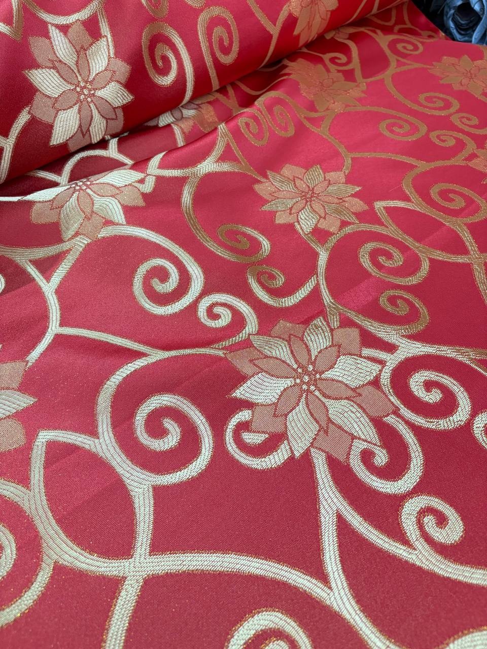 Damascato Floreale Rosso Glitter Variante 2