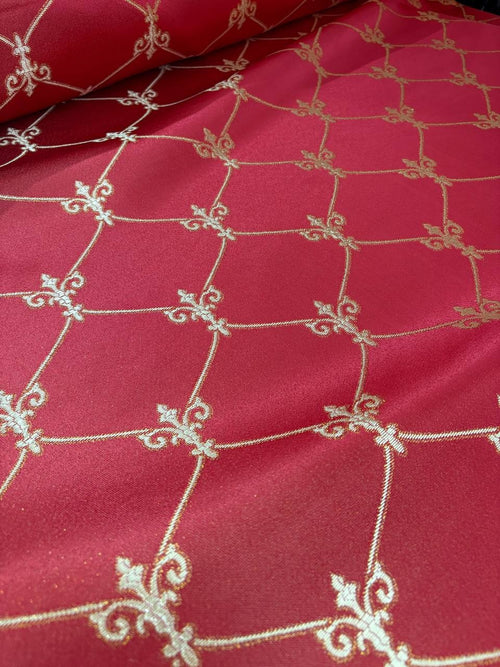 Damascato Rosso Giglio Glitter Variante 3 - WorldTessuti
