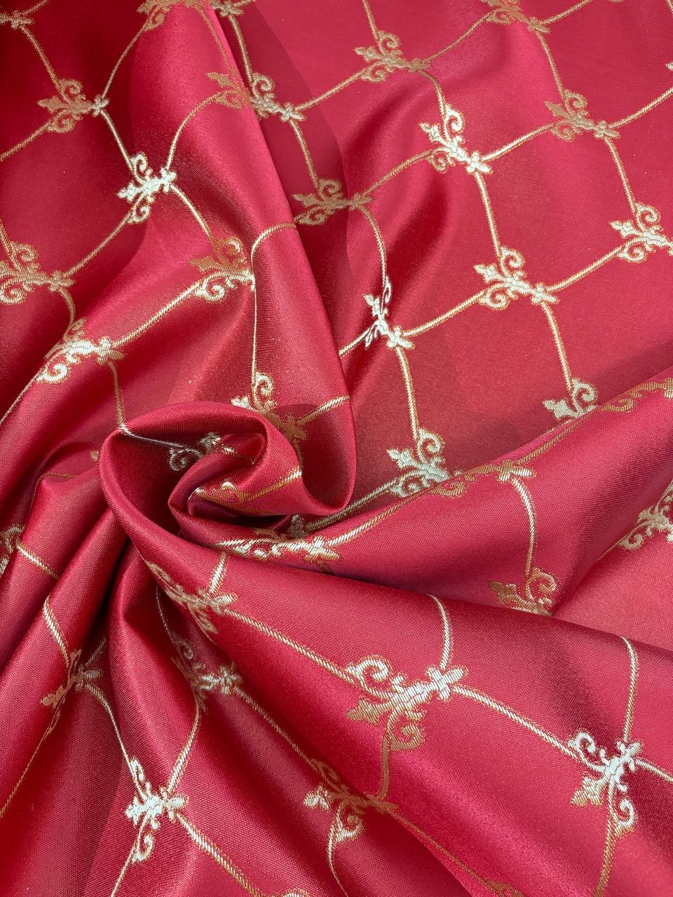 Damascato Rosso Giglio Glitter Variante 3