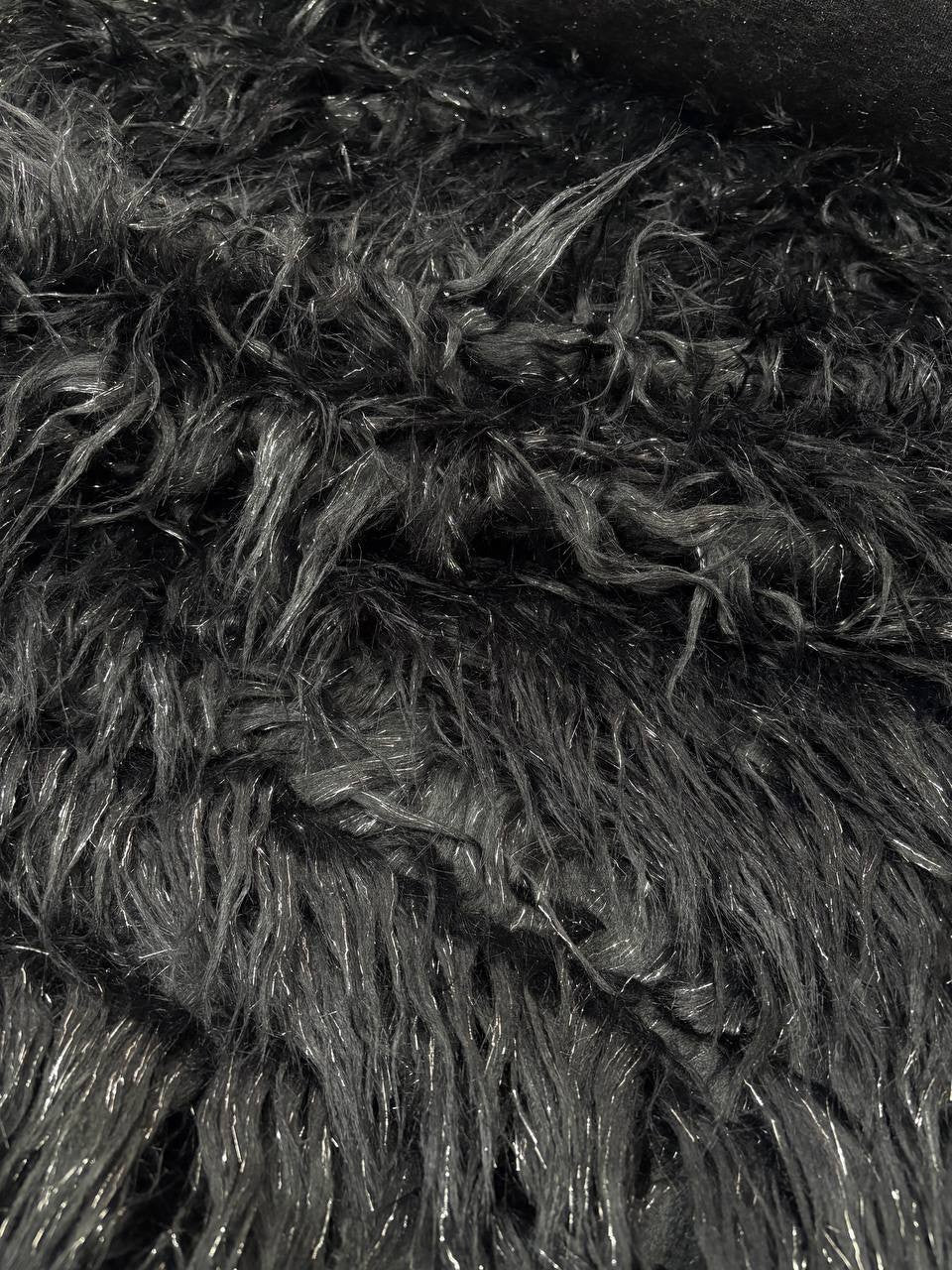 Ecopelliccia Pelo Lungo Filo Glitter NERA