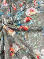 Tulle Elastico Piume Fantasia Floreale - WorldTessuti