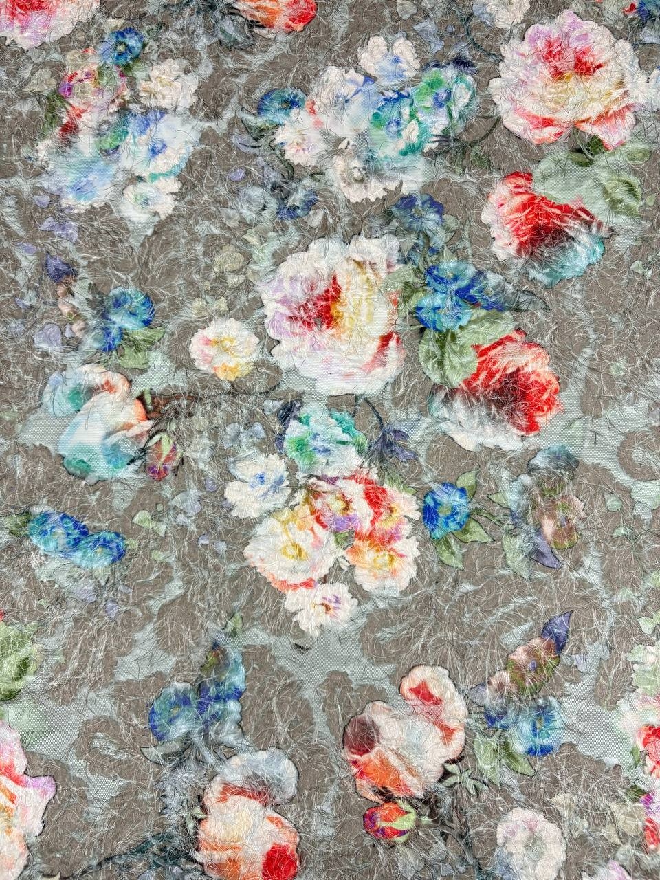 Tulle Elastico Piume Fantasia Floreale