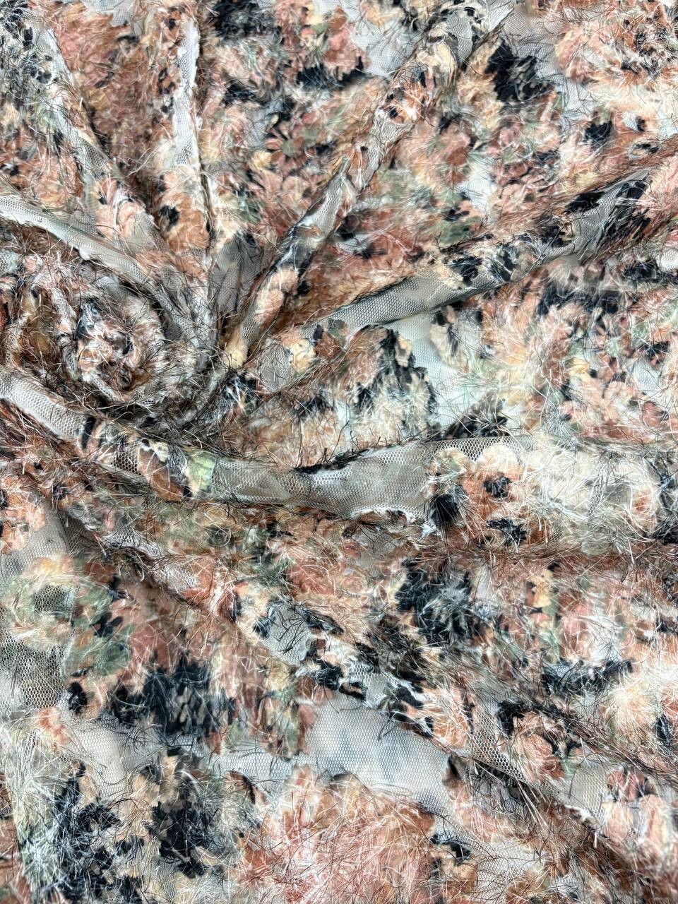 Tulle Elastico Piume Fantasia Floreale Autunno