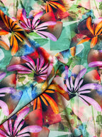 Tessuto Satin Floreale Palma