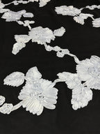 Tulle Elastico Nero Floreale 3D - WorldTessuti