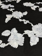 Tulle Elastico Nero Floreale 3D - WorldTessuti
