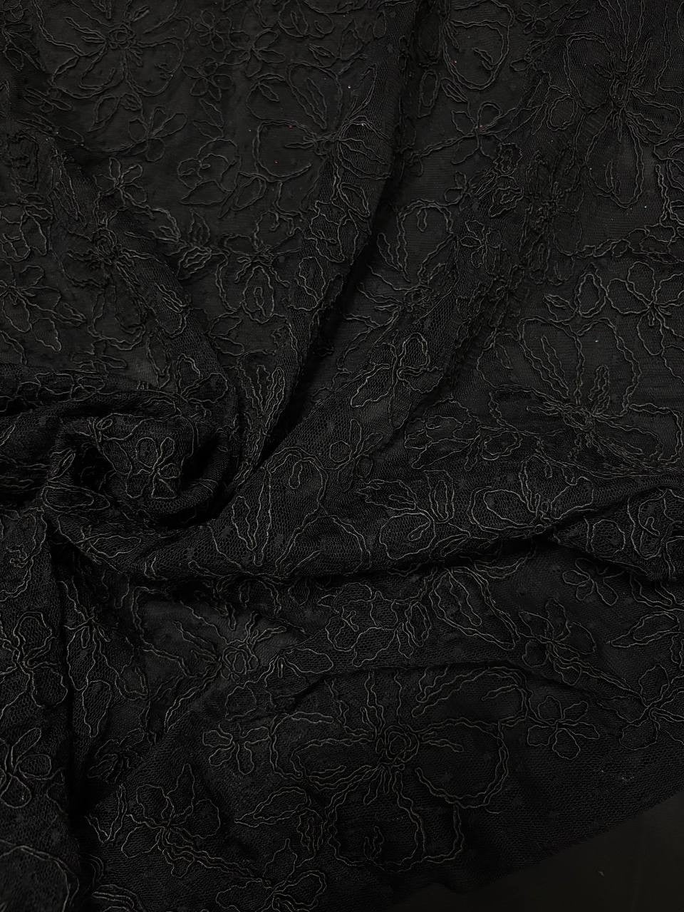 Pizzo Macrame Elastico Nero