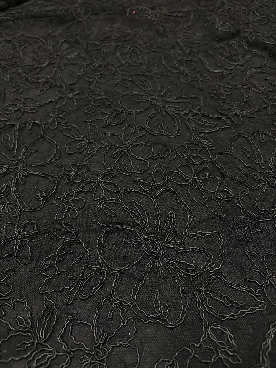 Pizzo Macrame Elastico Nero