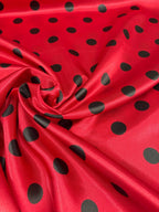 Raso Carnevale POIS Rosso - WorldTessuti