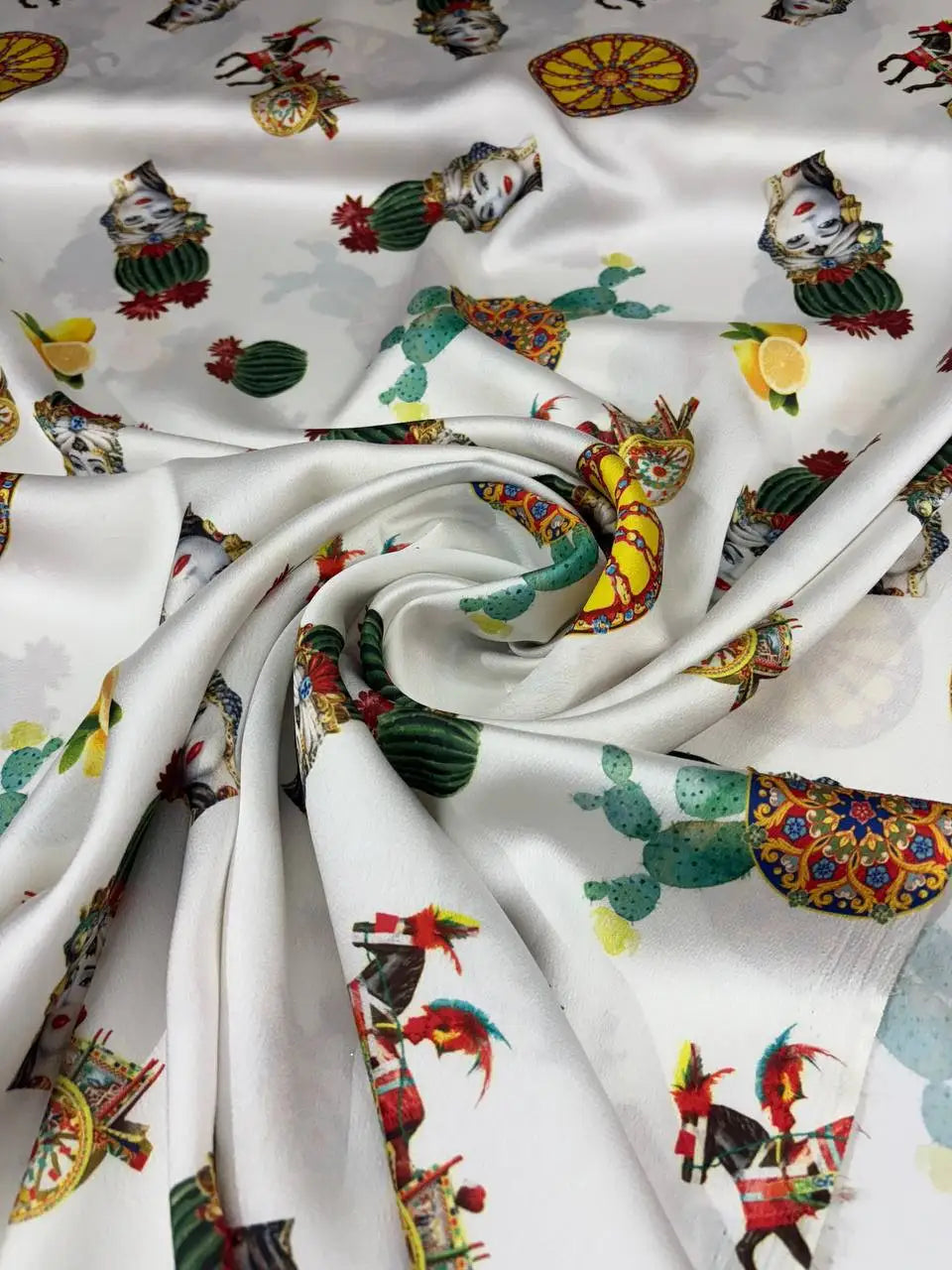 Satin Sicily Maiolica TESTA DI MORO Scampolo 3,00x1,50 - WorldTessuti