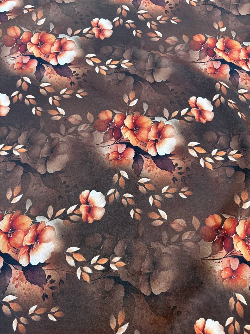 Satin Floreale Japan Marroncino Sfumato 3,00x1,50 - WorldTessuti