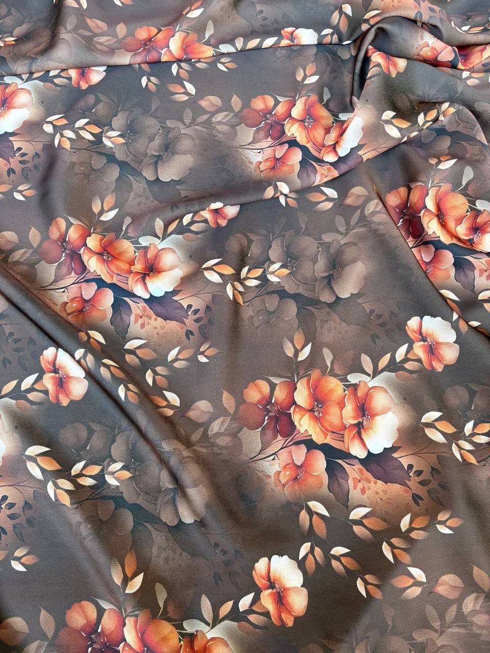 Satin Floreale Japan Marroncino Sfumato 3,00x1,50 - WorldTessuti