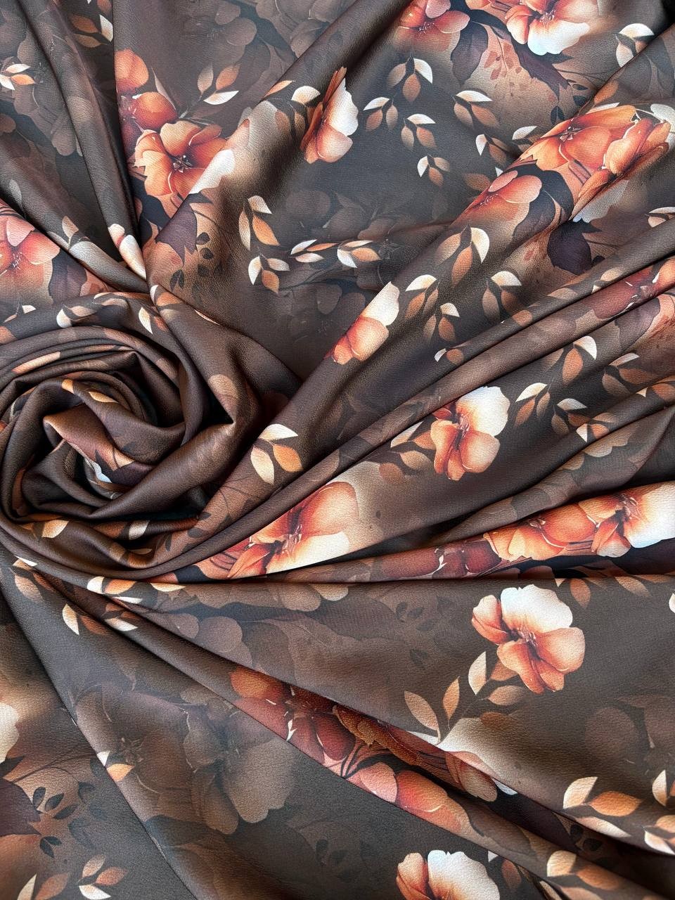 Satin Floreale Japan Marroncino Sfumato 3,00x1,50 - WorldTessuti