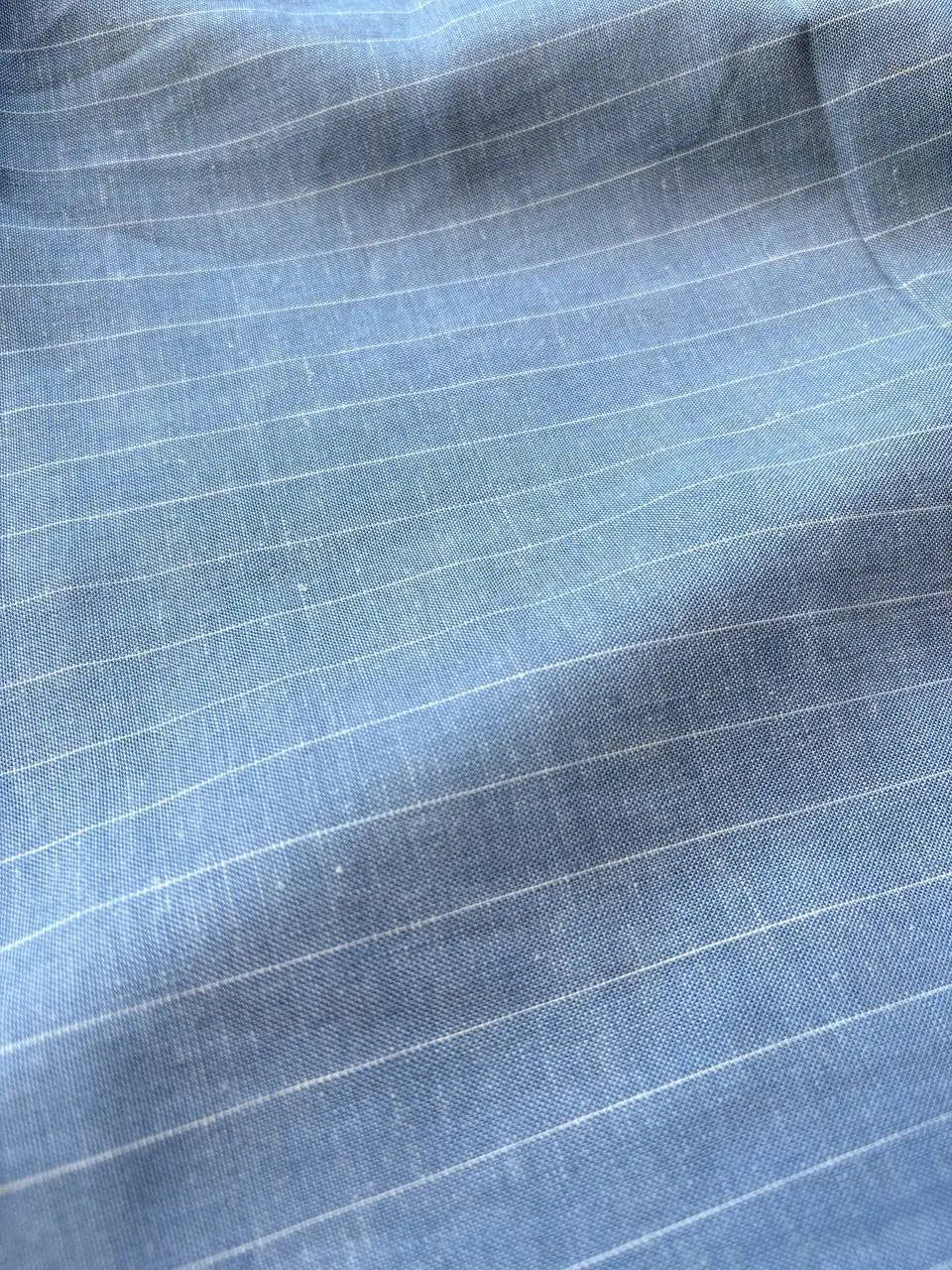 Tessuto Gessato Puro Lino Celeste Chiaro - WorldTessuti