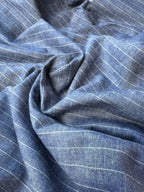 Tessuto Gessato Puro Lino Jeans - WorldTessuti