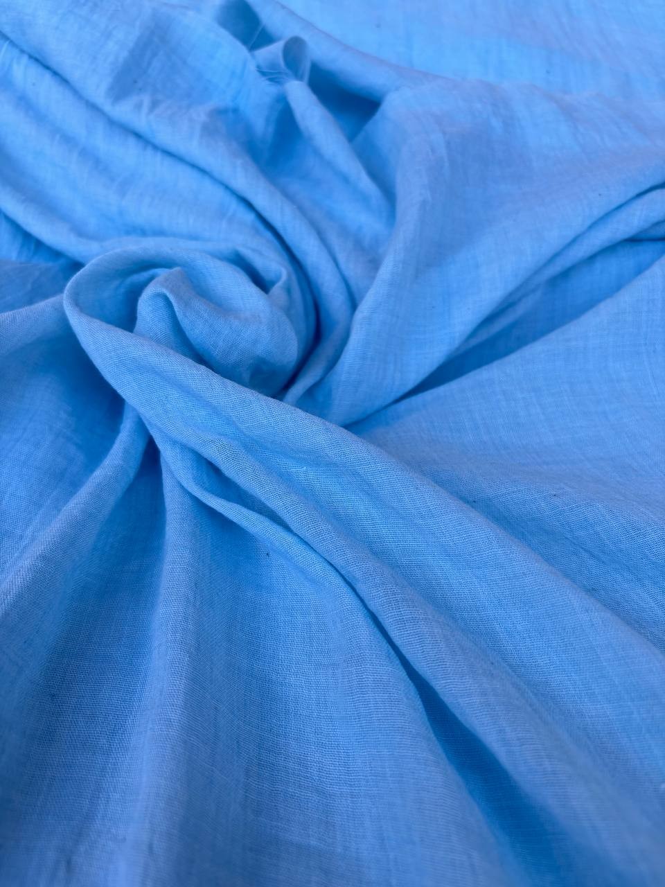 Mussola Garza Cotone Celeste