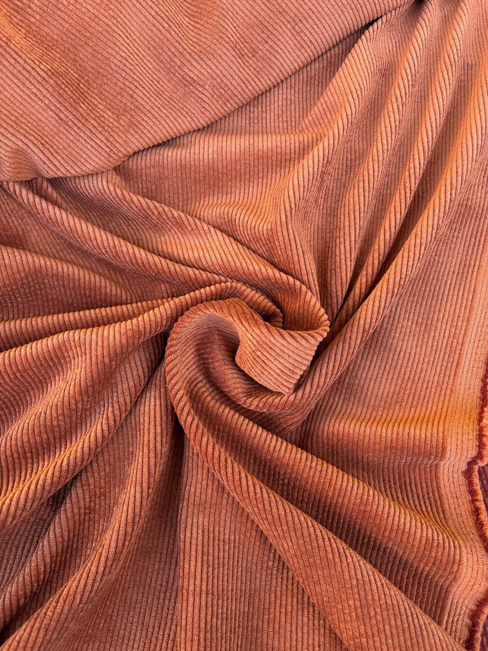 Velluto Rigatino Cotone Arancio Mattone