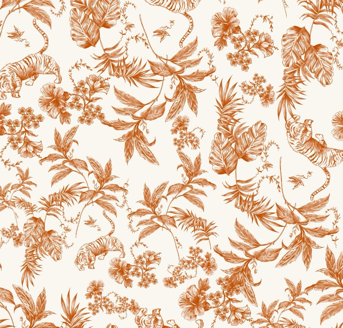 Duchessa Stile Tela de jouy Animalier Arancio coccio