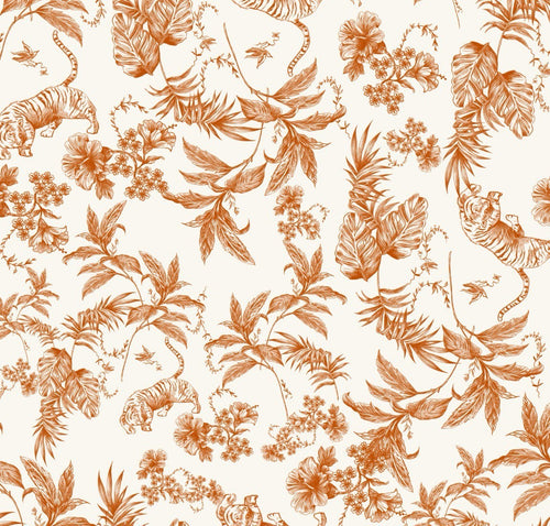 Duchessa Stile Tela de jouy Animalier Arancio coccio - WorldTessuti