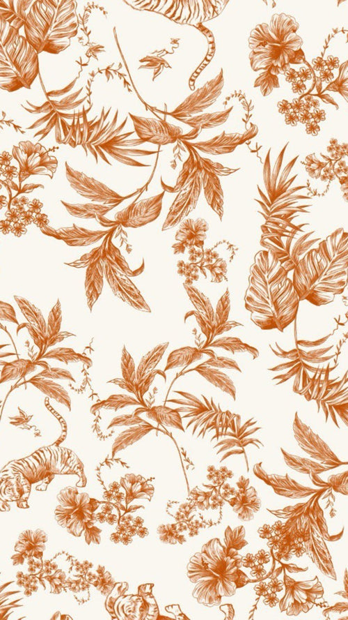 Duchessa Stile Tela de jouy Animalier Arancio coccio - WorldTessuti