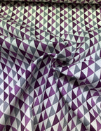 Rasatello Cotone Geometrico Spigato Viola 280H - WorldTessuti