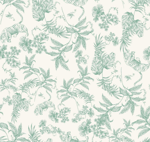 Duchessa Stile Tela de jouy Animalier Verde Salvia - WorldTessuti