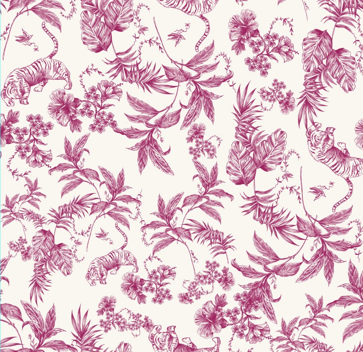 Duchessa Stile Tela de jouy Animalier Fucsia