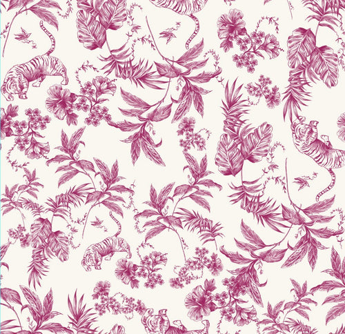 Duchessa Stile Tela de jouy Animalier Fucsia - WorldTessuti