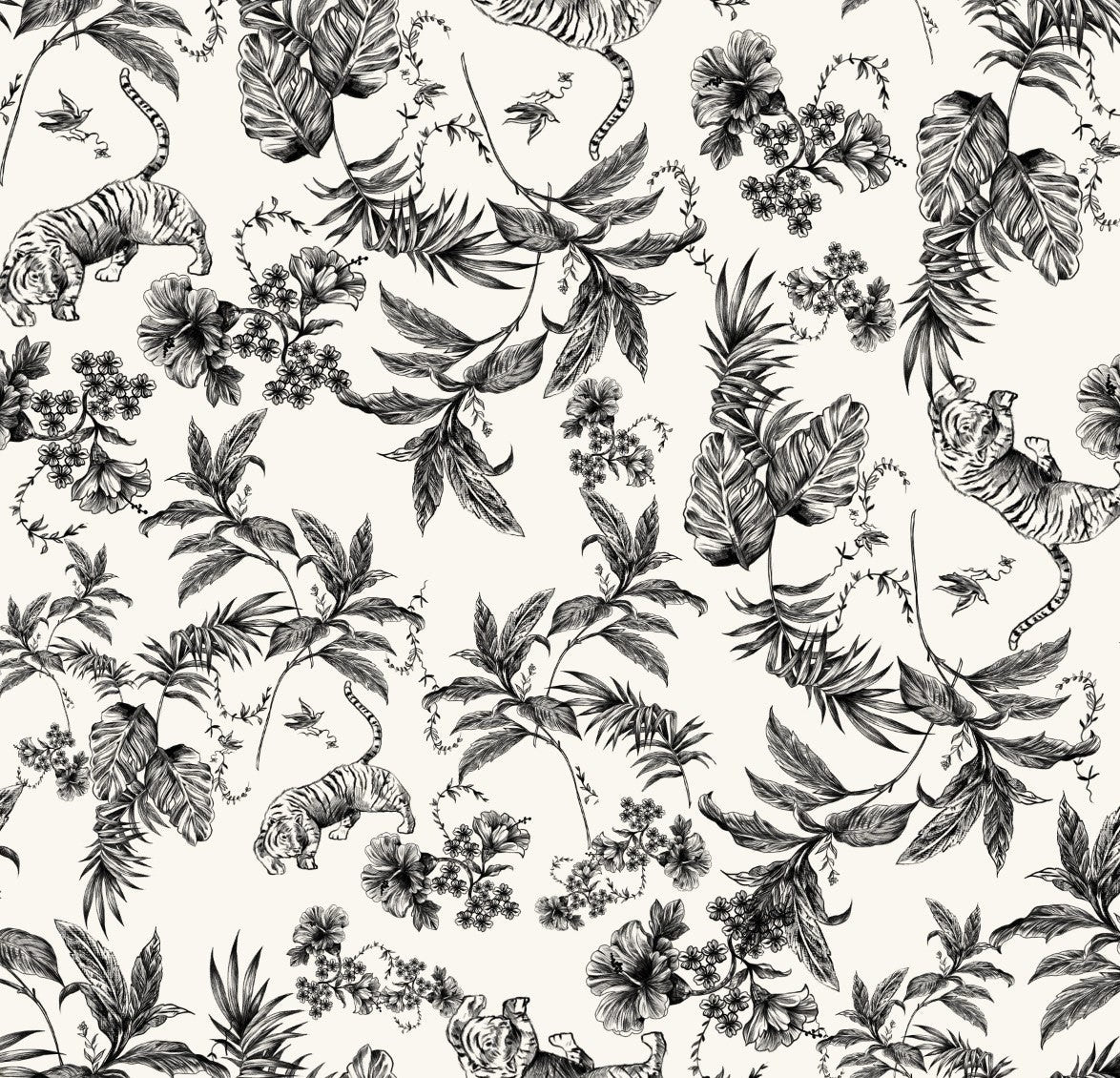 Duchessa Stile Tela de jouy Animalier Nero